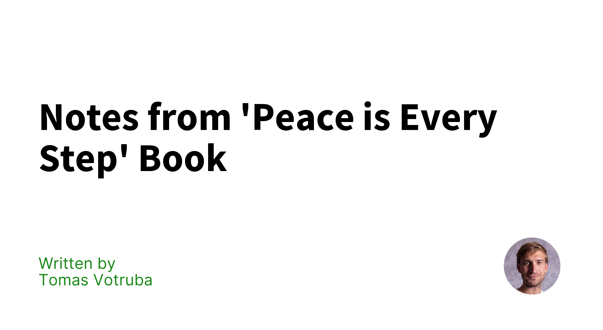 Notes from 'Peace is Every Step' Book Tomas Votruba